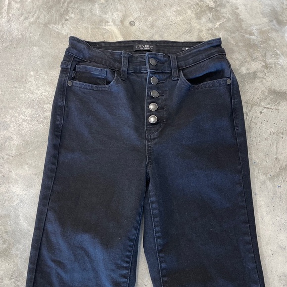 Judy Blue Covington High Rise Button Fly Bootcut Black Jeans Hem Size 3/26 - Picture 2 of 6